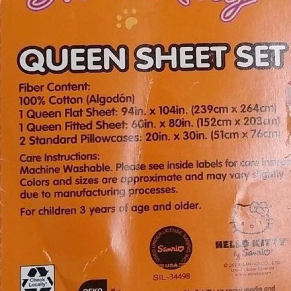 NEW Hello Kitty Halloween Queen Sheet Set Pumpkins & Cats 100% Cotton Bedding